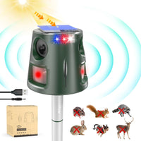 1 x RAW Customer Returns Cat Repeller for Outdoor Use, 360 Solar Powered Animal Control Devices Bird Repeller with Motion Sensor and Flashing Light, 5 Modes Waterproof Animal Repellent for Squirrels Raccoons Martens Rabbits - RRP €51.17