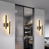 1 x RAW Customer Returns Comely Modern Interior Wall Light, 32W 3600LM LED Lamp with 3 Brightness Levels, Long Black Interior Wall Lamp for Bedroom Living Room Bathroom Corridor Stairs - RRP €27.98