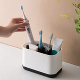 5 x Brand New Toothbrush holder, bathroom storage box, no drilling required, for bathroom, black and white - RRP €63.65