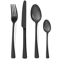 1 x RAW Customer Returns Bestdin cutlery set for 6 people, 24-piece stainless steel cutlery set, matt black, dining cutlery set with knife, fork, spoon, high-quality stainless steel cutlery, dishwasher safe. - RRP €30.99