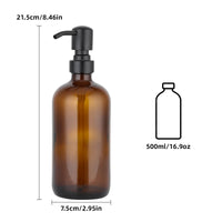 1 x RAW Customer Returns GAPPO soap dispenser glass 2 pieces, brown glass soap dispenser shower pump dispenser, shampoo shower gel dispenser with black stainless steel pump, pump bottle 500ml - RRP €17.14