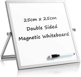 1 x RAW Customer Returns DOEWORKS Small Magnetic Whiteboard, Desk Whiteboard, Portable Dry Erase Whiteboard Easel, Reminder Board for Home School Office 25 x 25 cm - RRP €17.99