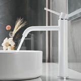 1 x RAW Customer Returns Maynosi wash basin mixer tap high, tap with spout height 190mm, without drain fitting, bathroom tap with flexible hoses, modern minimalist design, white - RRP €54.23