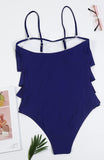 3 x Brand New JFAN Women s 1 Piece Swimsuit Sexy Elegant Slimming Ruffle Women s Swimsuit 1 Piece Shaping Flat Stomach Plus Size Sling Siamese Bikini Navy S - RRP €119.97