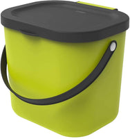 1 x RAW Customer Returns Rotho Albula organic waste bin 6l with lid and handle for the kitchen, plastic PP BPA-free, light green anthracite, 6l 23.5 x 20.0 x 20.8 cm  - RRP €12.1