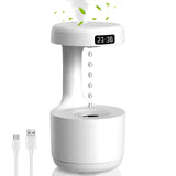 1 x RAW Customer Returns Ultrasonic Humidifier 800ml USB Mini Humidifier with Anti Gravity Water Drop Light Effects, LED Clock Display, Automatic Shut-off, Quiet Energy Saving, for Living Room Office White  - RRP €40.33