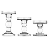 1 x RAW Customer Returns Lewondr Glass Candle Holder, 3 Pieces Crystal Clear Candlestick in Different Sizes, Elegant Table Decoration Tealight Holder for Romantic Dinner Wedding Christmas Birthday - Clear - RRP €29.44