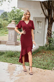 1 x RAW Customer Returns GRACE KARIN Women s Cocktail Dress Elegant for Wedding Plain Wedding Guest Bridesmaid Dresses Red Wine L - RRP €28.22