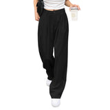 1 x RAW Customer Returns HMIYA Wide Leg Pants Women s Casual Loose Straight Leg High Waist Trousers with Pocket, Black, M - RRP €33.56