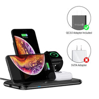 1 x RAW Customer Returns Moshou Wireless Charger, 4 in 1 Induction Charger Qi Charger i-Watch Compatible with Watch 6 5, Phone XS max 11 Pro 12, Huawei P30, i-Pods Pro Nior  - RRP €21.6