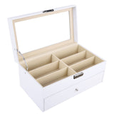 1 x RAW Customer Returns AUTOARK PU leather glasses box for storing 12 glasses, sunglasses, presentation showcase, white, AW-053 - RRP €36.29