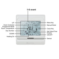 1 x RAW Customer Returns KETOTEK Thermostat underfloor heating electrically programmable with sensor 16A, digital room thermostat underfloor heating flush-mounted 230V LCD touchscreen - RRP €32.98