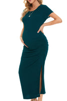 1 x RAW Customer Returns Smallshow Maternity Dresses Women Long Side Split Maternity Clothing Teal M - RRP €34.99