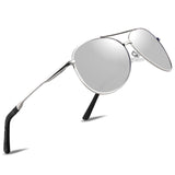 1 x RAW Customer Returns wearPro Sunglasses Men Women Polarized High Quality Metal Frame Unisex UV400 Protection Black Driving Glasses 4-Frame Silver Silver Mirror - RRP €58.8