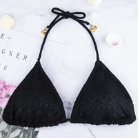 1 x RAW Customer Returns AIJIA Women s Padded Bikini Swimsuit Classic Sexy Triangle Two-Piece Halterneck Swimsuit Black, L - RRP €24.0