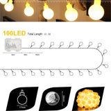 1 x RAW Customer Returns Liyade LED Fairy Lights Outdoor Battery, 10.5M 100LEDs Fairy Lights Balls Outdoor Indoor with Remote Control 8 Mode Waterproof Christmas Lighting for Wedding Christmas Balcony Decoration Warm White  - RRP €18.14