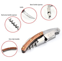 1 x RAW Customer Returns M N wooden waiter s knife - professional corkscrew made of stainless steel in catering quality with bottle opener foil cutter - leather case, waiter and bartender - RRP €13.9