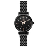 1 x RAW Customer Returns SHENGKE SK Classic Women Watches Fashion Ladies Dress Watch Solid Stainless Steel Band Genuine Leather Strap Black-Starry  - RRP €30.99