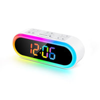 1 x RAW Customer Returns REACHER Colorful LED digital alarm clock with 2 alarm times, colorful night light, loud, snooze, dimmable, 7 alarm tones, , with day of the week, timer, compact clock for bedside table, mains operated... - RRP €19.74