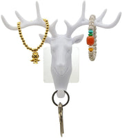 1 x RAW Customer Returns Restokki Deer Antler Decoration Antler Decoration Wall Hanger Creative Deer Head Self-Adhesive Wall Door Hook Hanger Key Bag Holder Organizer Home Decor White  - RRP €10.5