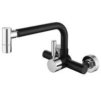 1 x RAW Customer Returns Tondiy kitchen faucet wall mounting with 2 jet types, kitchen faucet wall fitting with 360 rotation, mixer tap wall single lever mixer, standing or hanging spout, black - RRP €59.53