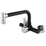 1 x RAW Customer Returns Tondiy kitchen faucet wall mounting with 2 jet types, kitchen faucet wall fitting with 360 rotation, mixer tap wall single lever mixer, standing or hanging spout, black - RRP €59.53