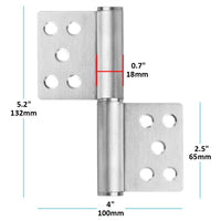 1 x RAW Customer Returns 2 pieces 304 stainless steel hinges connectors - MOUNTAIN ARK door hinge 360 degree opening angle 132x100x18mm hinged hinge, flag hinges for indoor and outdoor metal and wooden doors - RRP €19.15