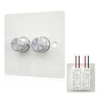 1 x RAW Customer Returns Luxvista LED dimmer switch for LED lamps, 5-200W 2-speed dimmer for LED lamps double switch 230V, dimmer switch built-in dimmer for LED lamps light bulbs halogen, AC 220-240V with rotary knob white - RRP €25.19