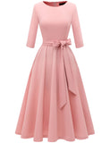 1 x Brand New DRESSTELLS Women s Cocktail Dress Wedding Evening Ceremony Vintage Round Neck Women s Evening Dress 3 4 Sleeve Dress Blushing XL - RRP €42.22