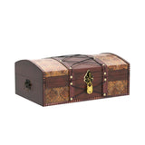 1 x RAW Customer Returns Treasure chest Jimmy 35x23x14cm Large treasure chest flat, brown decorated with leather cords and pattern, with lid, lock and key, pirate chest lockable, storage box with handle - RRP €33.26