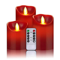 10 x Brand New OSHINE LED Candles Flameless Candles 300 hours decorative candle pillars in a set of 3, 10-button remote control with 24-hour timer function 3 1, red  - RRP €163.8