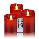 6 x Brand New OSHINE LED Candles Flameless Candles 300 hours decorative candle pillars in a set of 3, 10-button remote control with 24-hour timer function 3 1, red  - RRP €98.28