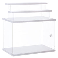 1 x RAW Customer Returns CECOLIC Acrylic Display Case Clear Storage Box Countertop Cube for Collectibles, Action Figures, Miniature Figures Dustproof Protection Storage Organizing White, 31.5 x 18 x 21.8 cm  - RRP €35.4