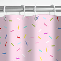 2 x Brand New AIBIIN 180x180cm Shower Curtain with 12 Hooks Cute Donut Design Pink Girl Cute Modern Home Bathtub Decoration Growth Confetti Shower Curtain Set - RRP €40.8