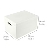 1 x RAW Customer Returns Creative Deco XXL White Large Wooden Box with Lid 40x30x24 cm -1cm Wooden Chest Memory Box Baby Wooden Box with Lid and Handles Box Easter Decoration Gift For Documents, Toys, Tools - RRP €46.64