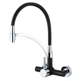 1 x RAW Customer Returns Kitchen faucet wall faucet kitchen sink black, Dolinvo faucet kitchen wall mounted with 360 rotatable, single lever sink faucet mixer tap wall fitting faucet, scalding protection silicone cover - RRP €57.8