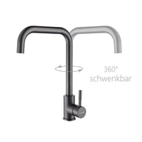 1 x RAW Customer Returns KINSE single lever kitchen faucet stainless steel 360 swivel sink faucet High pressure kitchen faucet Gunmetal grey - RRP €48.98