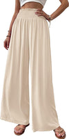 1 x RAW Customer Returns Cicy Bell Women s Pants Straight Loose Elastic Wide Leg Pants Waist Palazzo Pants With Pockets Apricot L - RRP €31.25