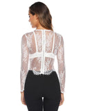 1 x RAW Customer Returns Wayleb Dirndl Blouse Women s Sexy Top Women s Lace Tops Crop Top Lace Party Tops Women Long Sleeve Short Sleeve Oktoberfest Traditional Blouse White Black - RRP €25.28