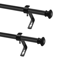 1 x RAW Customer Returns Black curtain rod 2 pieces, adjustable curtain rod made of stainless steel 1.6 cm diameter 70-350 cm long, curtain rod with bracket and handle knob end piece for kitchen, bathroom - RRP €39.31