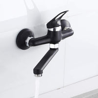 1 x RAW Customer Returns Wall-mounted kitchen faucet with 360 rotation, single lever mixer, distance from sink 15 cm - RRP €29.2