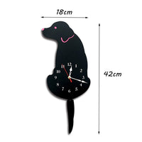 1 x RAW Customer Returns Topkey Wall Clock Dog Acrylic Wall Clock with Swing Tail Pendulum for Living Room, Bedroom, Children s Room, Kitchen and Home Decoration - 42 cm x 18 cm Black - RRP €21.99