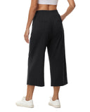 1 x RAW Customer Returns HMIYA women s 3 4 culotte pants, lightweight summer cotton pants with pockets, black, M - RRP €30.24