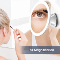 1 x RAW Customer Returns TOUCHBeauty 7X Magnifying Mirror, Makeup Mirror with Rechargeable LED Light, Dimmable, 360 Rotatable Suction Cup Mirror Portable Natural Light Wireless AG-1779EU - RRP €31.45