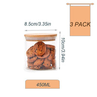 1 x RAW Customer Returns Old Tjikko storage jars with lids, storage jars set of 3, glass storage containers, storage jars made of borosilicate glass, kitchen food storage container with bamboo lid, 450 ml - RRP €16.13