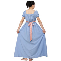 1 x RAW Customer Returns COSDREAMER Women s Regency Dress Retro Victorian Medieval Dress High Waisted with Light Blue Ribbon Sleeves, S - RRP €31.99