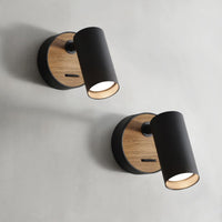 1 x RAW Customer Returns ouglres Black Wall Lamp with Switch, 2 Pack Wooden Wall Light Retro Wall Spot Made of Aluminum Lampshade Rotatable, Indoor Wall Light Compact Bed Bedroom Living Room, GU10 - RRP €58.99