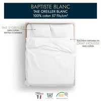 15 x Brand New Baptiste Blanc Sac Pillowcase - Plain White - 50x75cm - 100 Cotton, Made in France - RRP €179.85