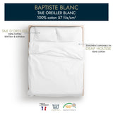 15 x Brand New Baptiste Blanc Sac Pillowcase - Plain White - 50x75cm - 100 Cotton, Made in France - RRP €179.85