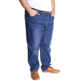 1 x RAW Customer Returns AHMXYG Men s Plus Size Jeans High Waist Straight Leg Pants Stretch Loose Vintage Denim Trousers with Pocket Blue, 3XL  - RRP €24.0